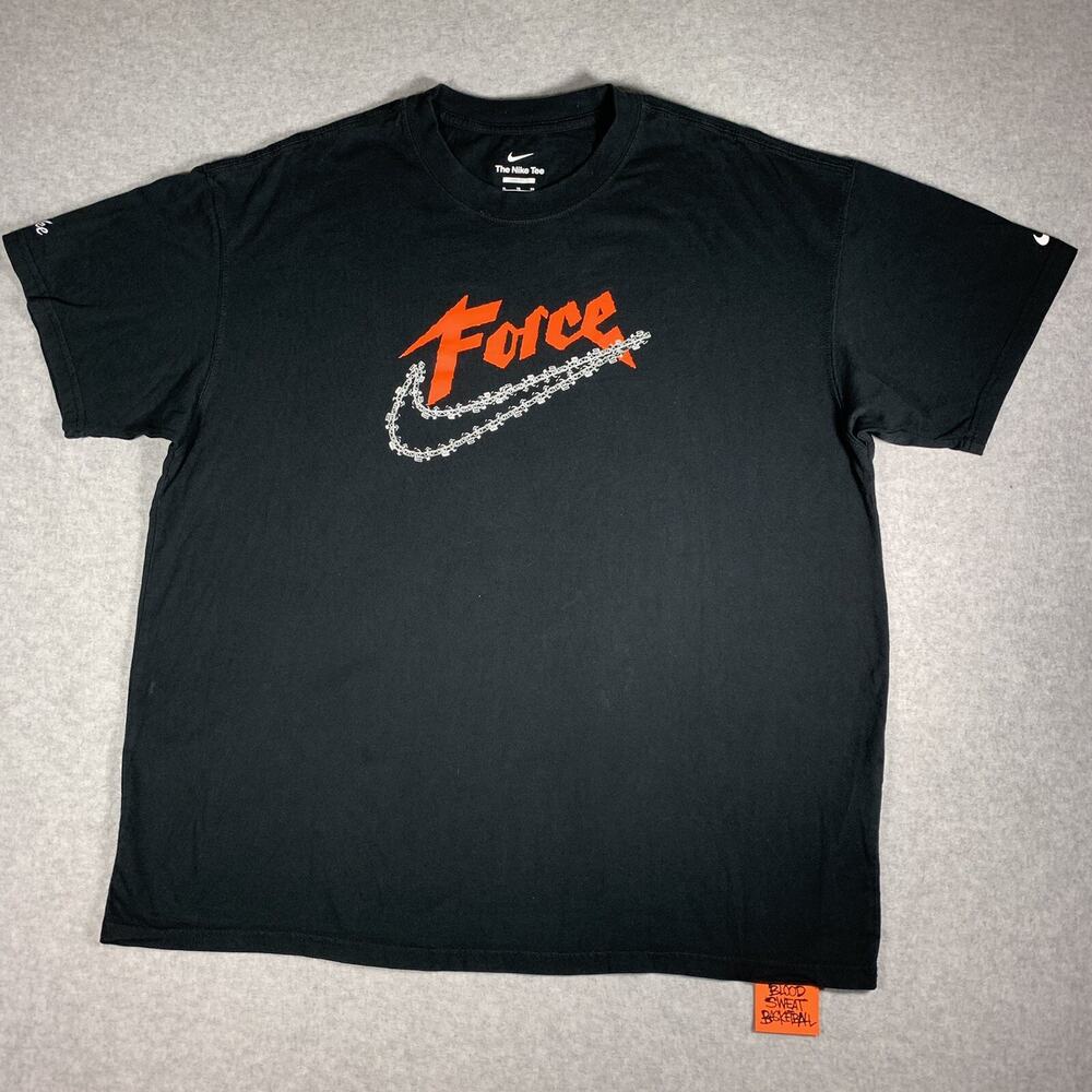Nike Swoosh Force Basketball T-Shirt Men's Size XL Black Orange Loose Fit